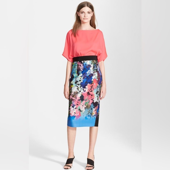Milly Ombre Floral Print Midi Pencil Skirt - Picture 4 of 16